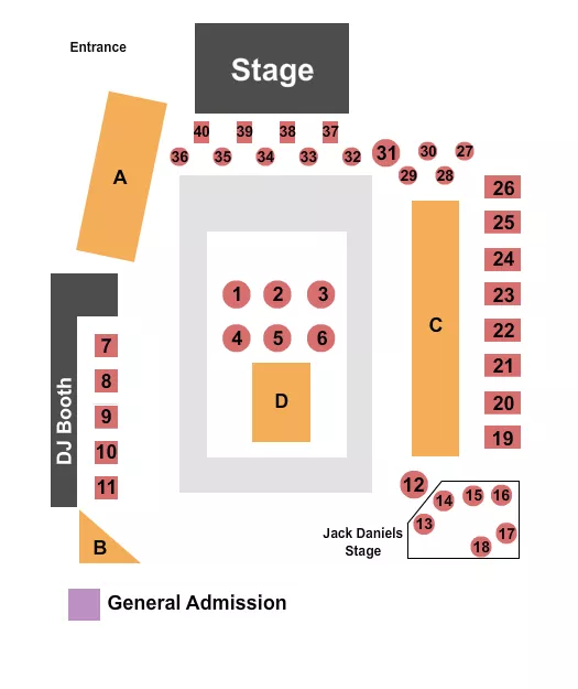 seating chart for Rowdy's Dance Hall - Spring - GA/Reserved 2 - eventticketscenter.com