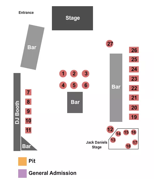 seating chart for Rowdy's Dance Hall - Spring - GA/Reserved - eventticketscenter.com