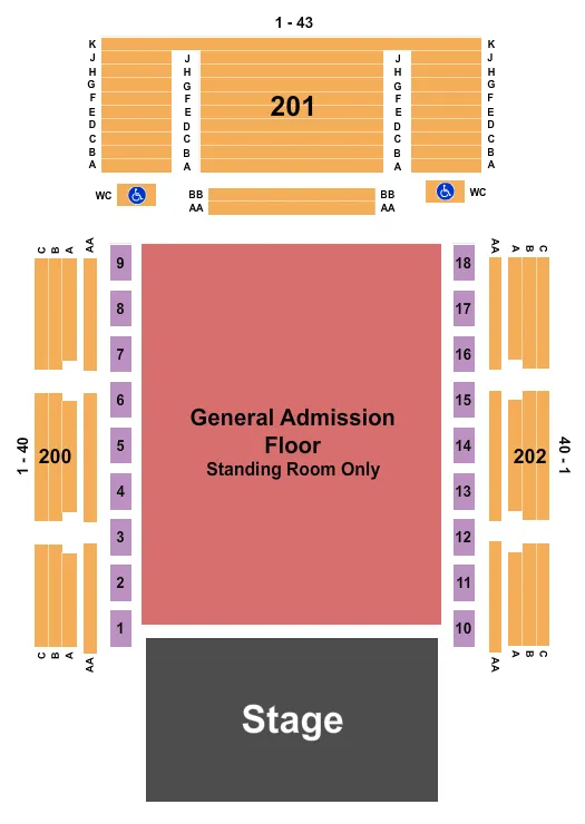 seating chart for Coca-Cola Roxy - Endstage - GA Flr Resv Balc - eventticketscenter.com