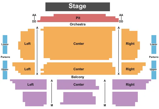 seating chart for Ruby Diamond Concert Hall - End Stage - eventticketscenter.com