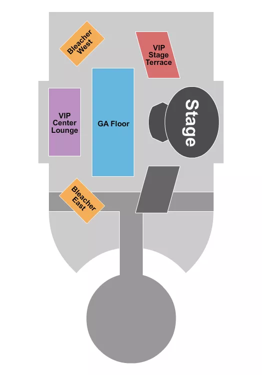 Festival Seating Chart at Rumsey Playfield at Central Park. The chart shows the main floor/stage with seating options surrounding it, which are color coded