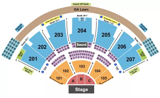 seating chart for Ruoff Music Center - Endstage ABC & 101-105 - eventticketscenter.com