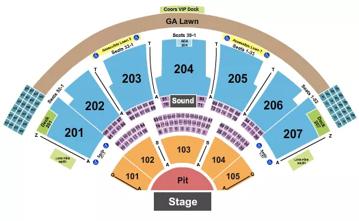 seating chart for Ruoff Music Center - Endstage GA Pit 101-105 - eventticketscenter.com
