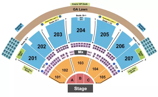 seating chart for Ruoff Music Center - Endstage ABC & 101-105 - eventticketscenter.com