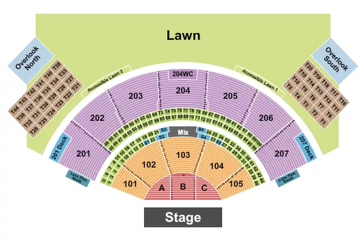 seating chart for Ruoff Music Center - Endstage ABC & 101-105 - eventticketscenter.com