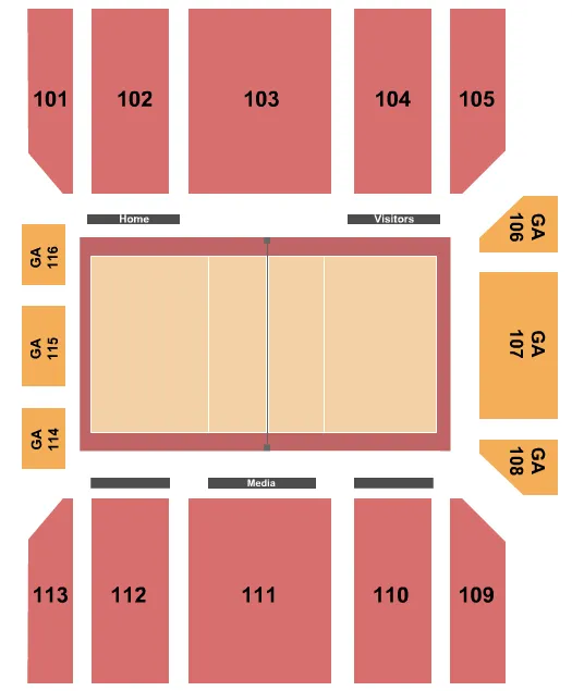 seating chart for Ryan Center & DJ Sokol Arena - Volleyball - eventticketscenter.com