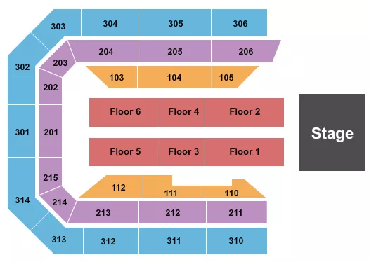 seating chart for Ryan Center - Endstage 3 - eventticketscenter.com