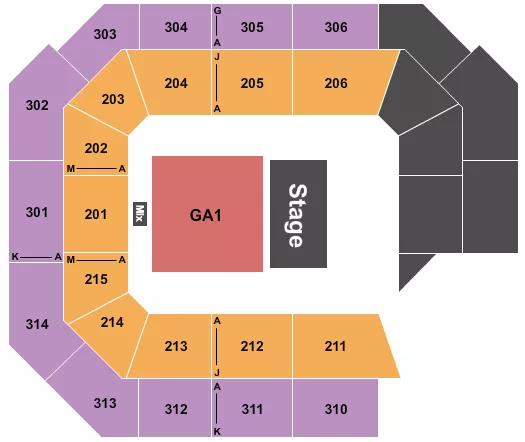 seating chart for Ryan Center - Half House GA Floor 2 - eventticketscenter.com