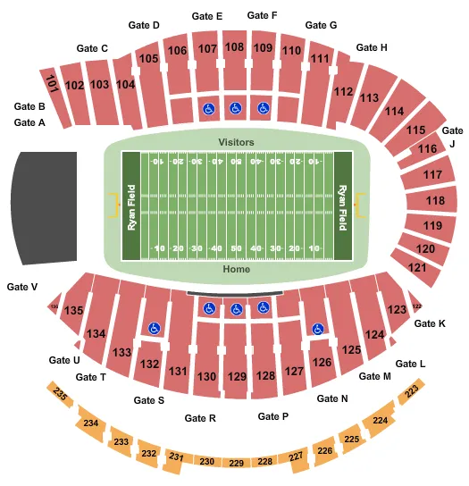 seating chart for Ryan Field - Football - eventticketscenter.com