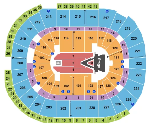 seating chart for SAP Center - Aerosmith 2023 - eventticketscenter.com