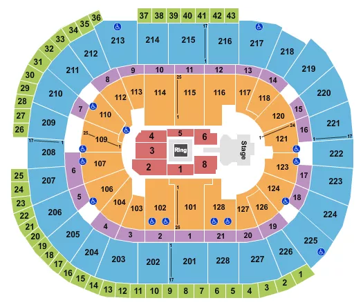 seating chart for SAP Center - WWE 2023 - eventticketscenter.com