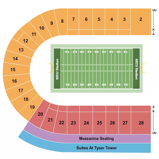 seating chart for SECU Stadium - Lacrosse - eventticketscenter.com