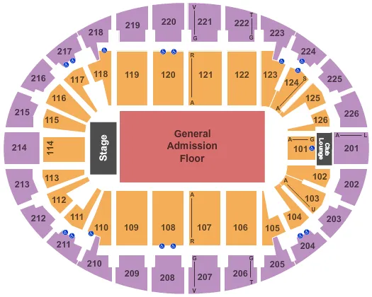 seating chart for SNHU Arena - End Stage -- GA Floor - eventticketscenter.com