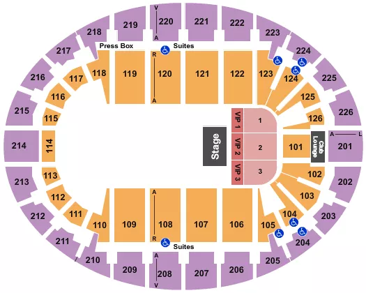 seating chart for SNHU Arena - Half House VIP - eventticketscenter.com