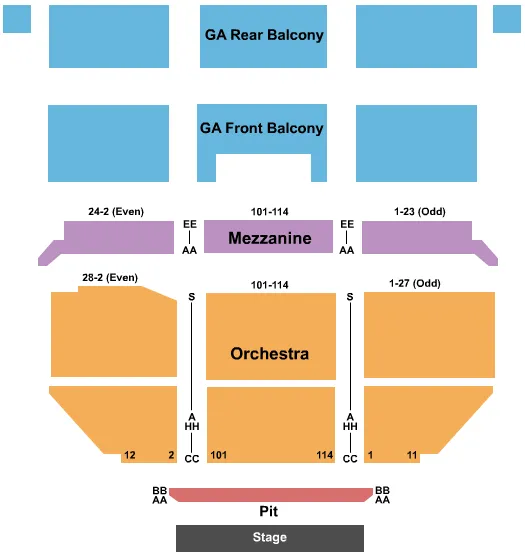 seating chart for Saban Theatre - Endstage GA Balcony 2 - eventticketscenter.com