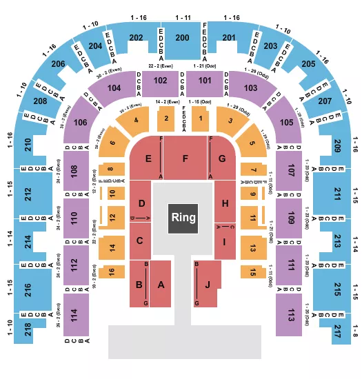 seating chart for Sacramento Memorial Auditorium - Wrestling - TNA - eventticketscenter.com