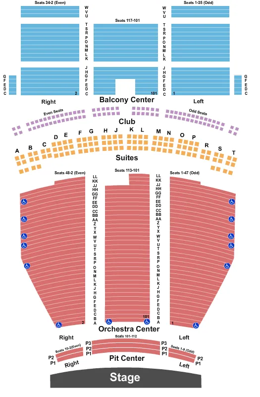 seating chart for Saenger Theatre - New Orleans - End Stage Pit - eventticketscenter.com