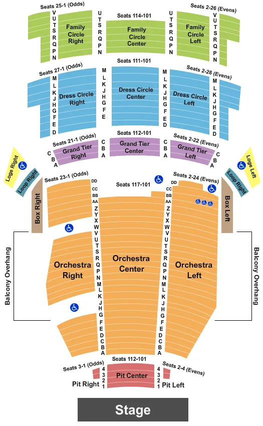 seating chart for Saenger Theatre - FL - Endstage 2 - eventticketscenter.com