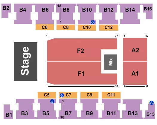 seating chart for Salem Civic Center - Flr F1&2/A1&2 - eventticketscenter.com