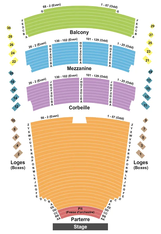 seating chart for Salle Wilfrid-Pelletier At Place Des Arts - End Stage - eventticketscenter.com