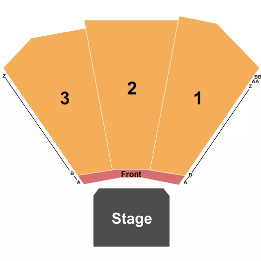 Endstage Front Seating Chart at Sam's Town Live!. The chart shows the main floor/stage with seating options surrounding it, which are color coded
