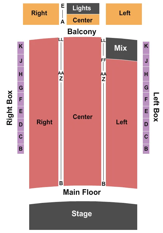 seating chart for San Gabriel Mission Playhouse - End Stage - eventticketscenter.com