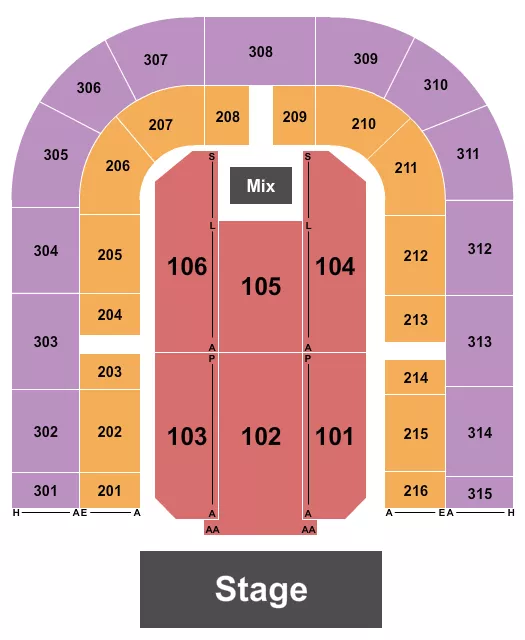 seating chart for San Jose Civic - Endstage 3 - eventticketscenter.com