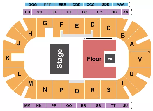 seating chart for Sandman Centre - Half House 2 - eventticketscenter.com