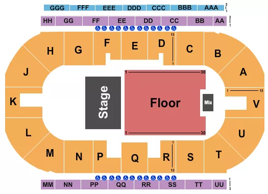 seating chart for Sandman Centre - Half House 3 - eventticketscenter.com