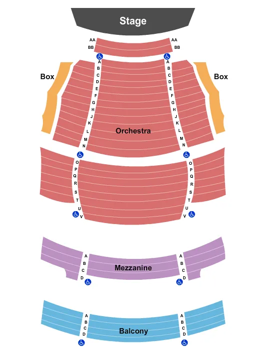 seating chart for Sandra Levine Theatre at Queens University of Charlotte - End Stage - eventticketscenter.com