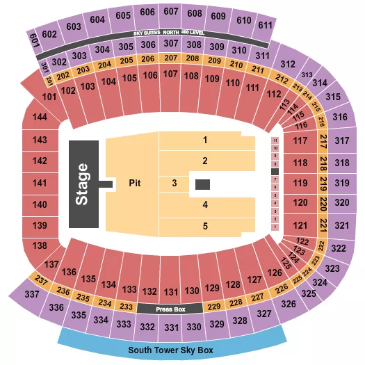 seating chart for Sanford Stadium - Concert With Pit - eventticketscenter.com