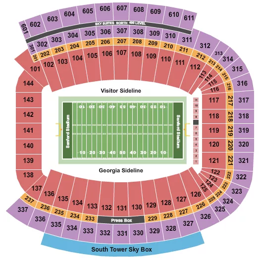 seating chart for Sanford Stadium - Football - eventticketscenter.com