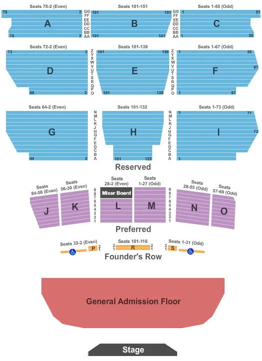 seating chart for Santa Barbara Bowl - End Stage GA - eventticketscenter.com