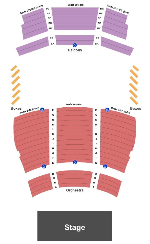 seating chart for Santa Clarita Performing Arts Center At College of the Canyons - End Stage - eventticketscenter.com