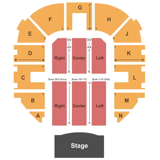 seating chart for Santa Cruz Civic Auditorium - End Stage - eventticketscenter.com