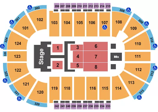 seating chart for Santander Arena - Dude Perfect - eventticketscenter.com