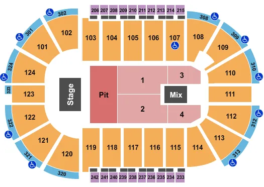 seating chart for Santander Arena - Half House Pit - eventticketscenter.com