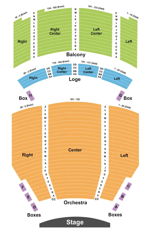 seating chart for Santander Performing Arts Center - Comedy - eventticketscenter.com