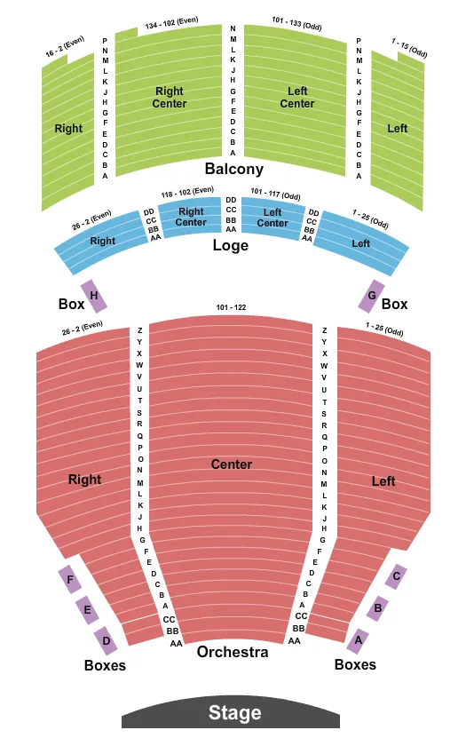 seating chart for Santander Performing Arts Center - End Stage 2 - eventticketscenter.com