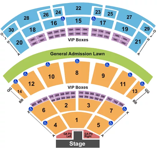 seating chart for Saratoga Performing Arts Center - Endstage - Split GA Pit/Catwalk - eventticketscenter.com