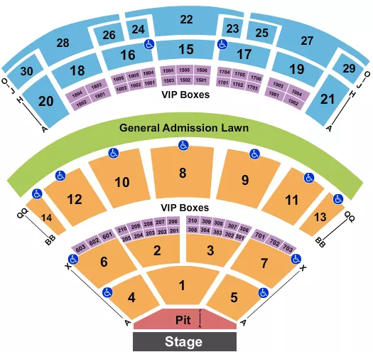 seating chart for Saratoga Performing Arts Center - Endstage - eventticketscenter.com