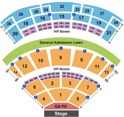 seating chart for Saratoga Performing Arts Center - End Stage GA Pit - eventticketscenter.com