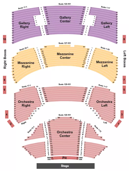 seating chart for Sarofim Hall - Hobby Center - Endstage Pit - eventticketscenter.com
