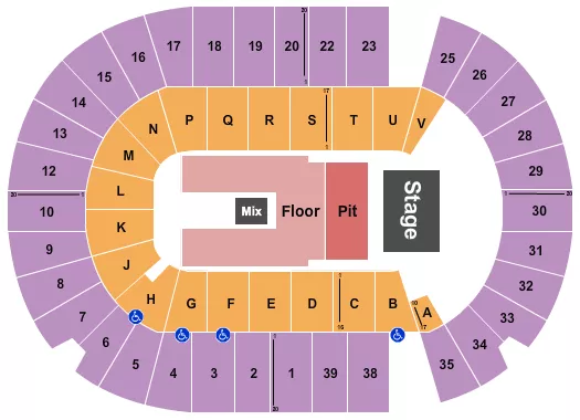 seating chart for SaskTel Centre - Endstage Pit/Floor - eventticketscenter.com