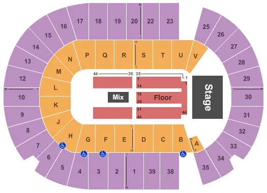 seating chart for SaskTel Centre - End Stage - eventticketscenter.com