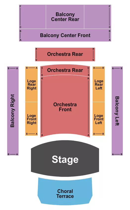 seating chart for Sauder Concert Hall at Goshen College Music Center - Endstage - eventticketscenter.com