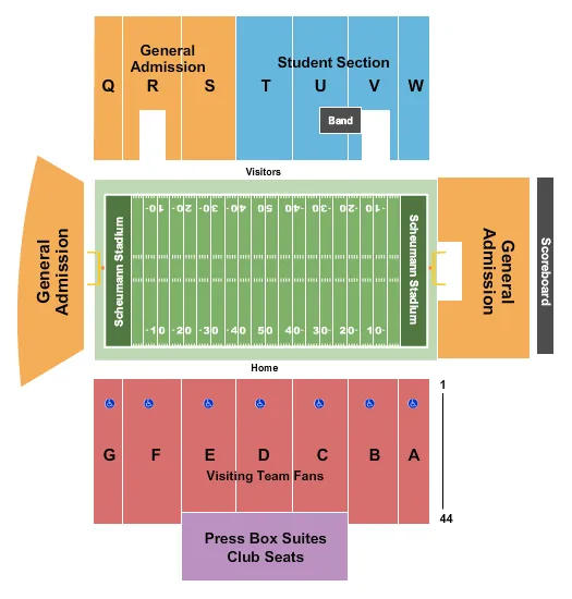seating chart for Scheumann Stadium - Football - eventticketscenter.com