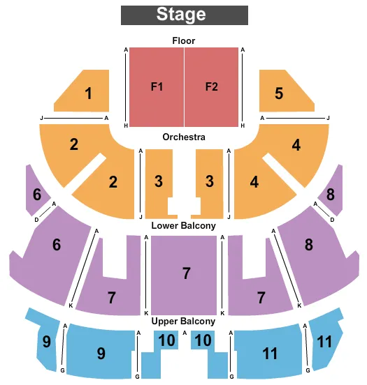 seating chart for Schiewetz Auditorium at Dayton Masonic Center - End Stage - eventticketscenter.com
