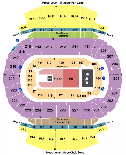 seating chart for Scotiabank Saddledome - City and Colour - eventticketscenter.com