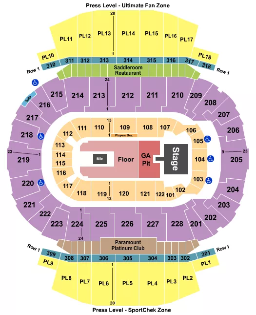 seating chart for Scotiabank Saddledome - Creed - eventticketscenter.com